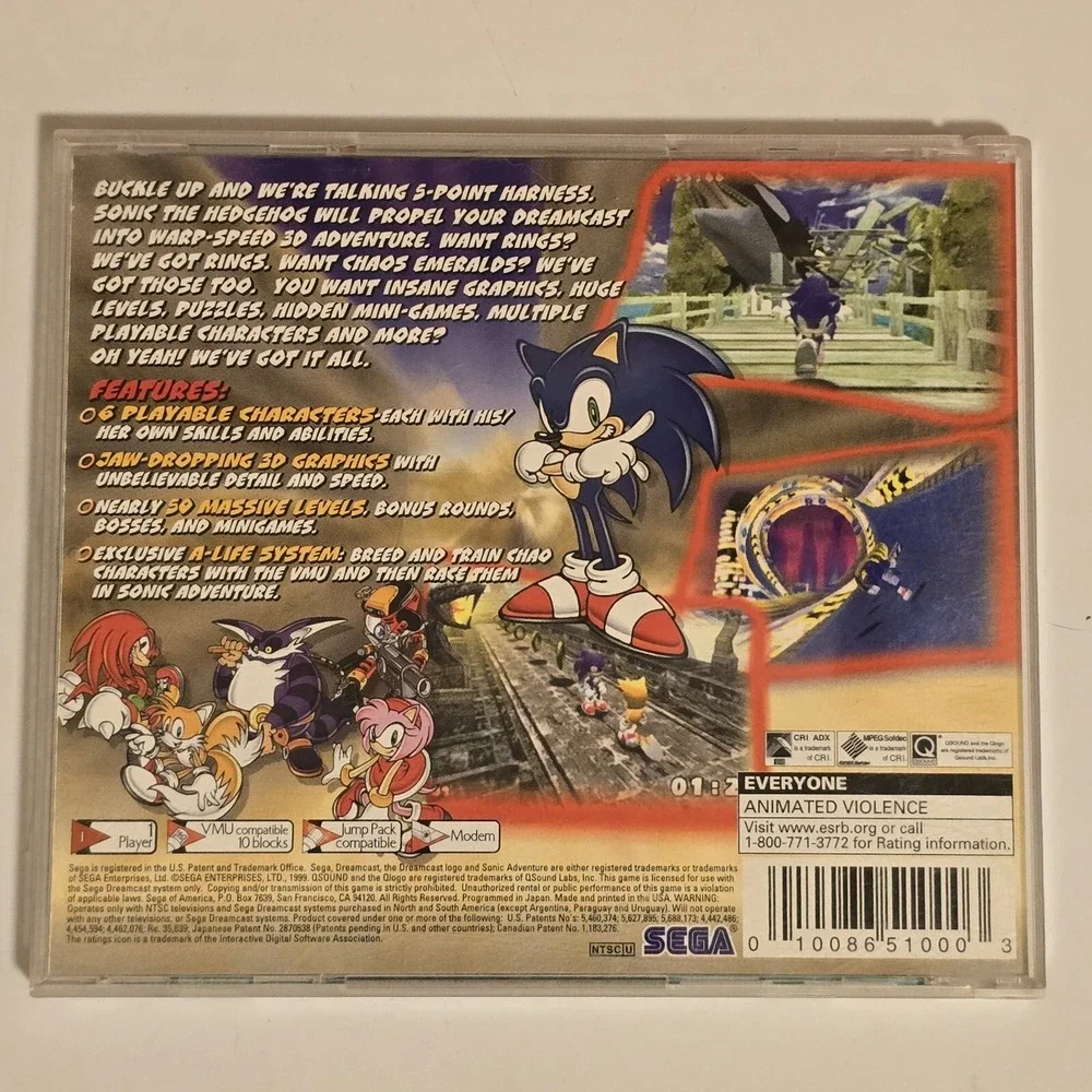 Sonic Adventure 1999 Sega‎ Dreamcast Complete Tested Working